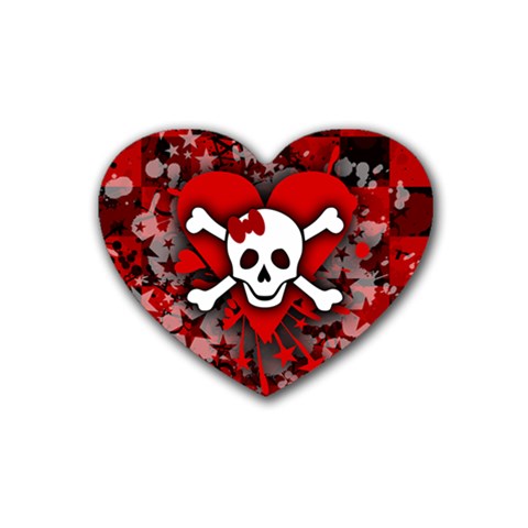 Skull Romance  Rubber Heart Coaster (4 pack) from ArtsNow.com Front