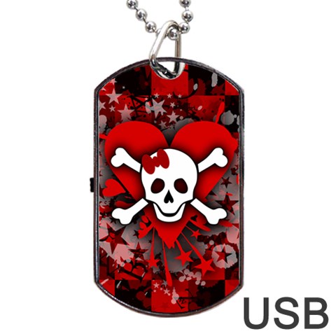 Skull Romance  Dog Tag USB Flash (One Side) from ArtsNow.com Front