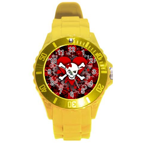 Skull Romance  Round Plastic Sport Watch (L) from ArtsNow.com Front