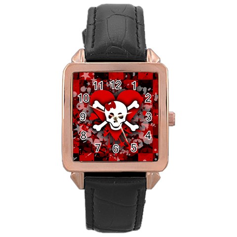 Skull Romance  Rose Gold Leather Watch  from ArtsNow.com Front