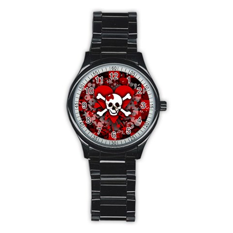 Skull Romance  Stainless Steel Round Watch from ArtsNow.com Front