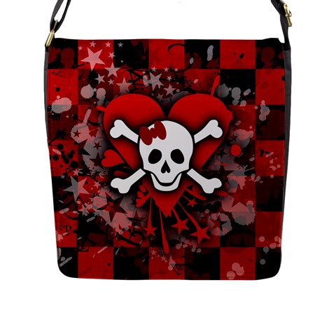 Skull Romance  Flap Closure Messenger Bag (L) from ArtsNow.com Front