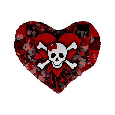 Skull Romance  Standard 16  Premium Flano Heart Shape Cushion  from ArtsNow.com Front