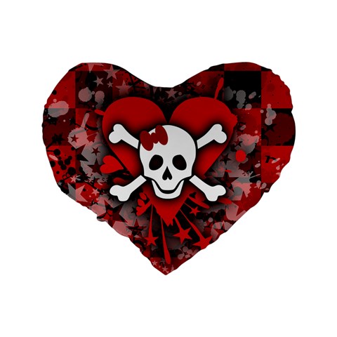 Skull Romance  Standard 16  Premium Flano Heart Shape Cushion  from ArtsNow.com Back