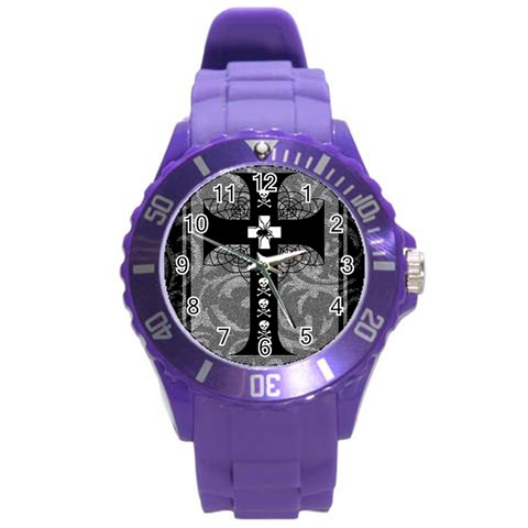 Spider Web Cross Round Plastic Sport Watch (L) from ArtsNow.com Front