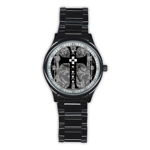 Spider Web Cross Stainless Steel Round Watch from ArtsNow.com Front