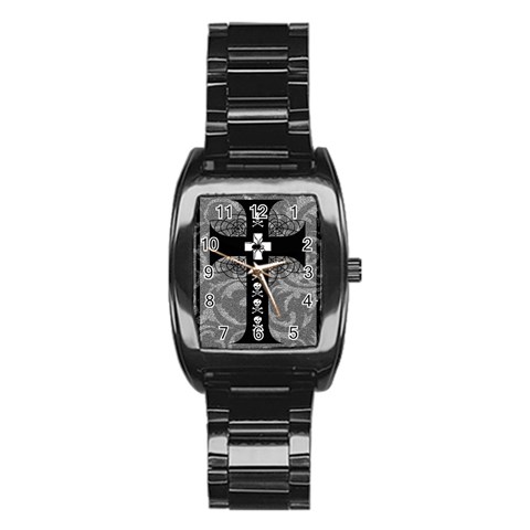 Spider Web Cross Stainless Steel Barrel Watch from ArtsNow.com Front