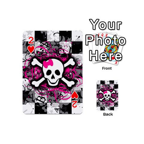 Splatter Girly Skull Playing Cards 54 Designs (Mini) from ArtsNow.com Front - Heart2