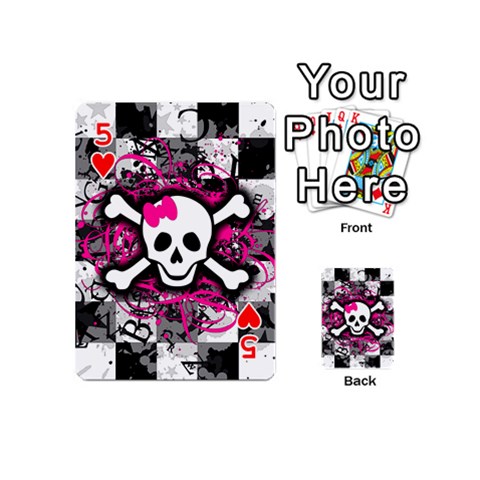 Splatter Girly Skull Playing Cards 54 Designs (Mini) from ArtsNow.com Front - Heart5