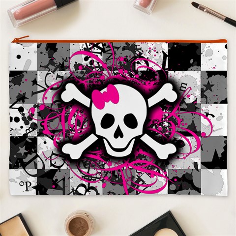 Splatter Girly Skull Cosmetic Bag (XXXL) from ArtsNow.com Front