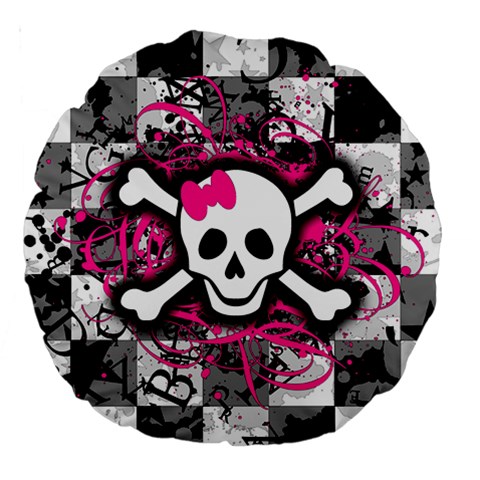 Splatter Girly Skull Large 18  Premium Round Cushion  from ArtsNow.com Back