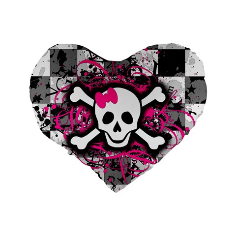 Splatter Girly Skull Standard 16  Premium Heart Shape Cushion  from ArtsNow.com Back