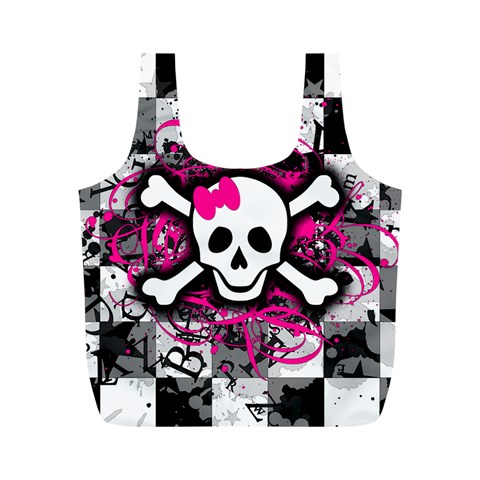 Splatter Girly Skull Full Print Recycle Bag (M) from ArtsNow.com Back