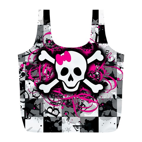 Splatter Girly Skull Full Print Recycle Bag (L) from ArtsNow.com Back