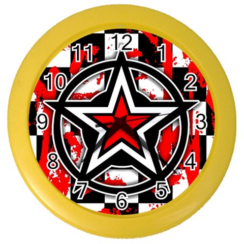 Star Checkerboard Splatter Color Wall Clock from ArtsNow.com Front