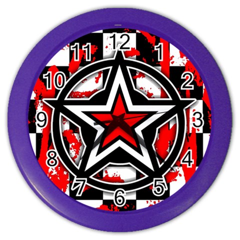 Star Checkerboard Splatter Color Wall Clock from ArtsNow.com Front