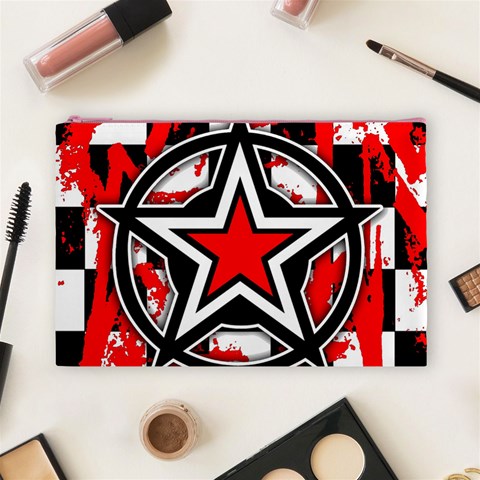 Star Checkerboard Splatter Cosmetic Bag (Large) from ArtsNow.com Front