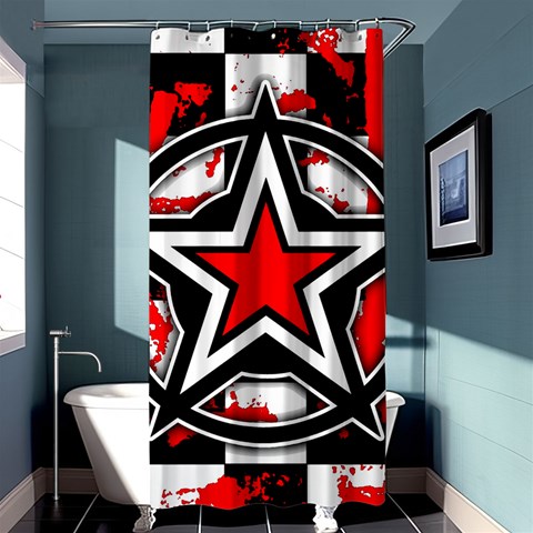 Star Checkerboard Splatter Shower Curtain 36  x 72  (Stall) from ArtsNow.com Curtain(36 X72 ) - 33.26 x66.24  Curtain(36 X72 )