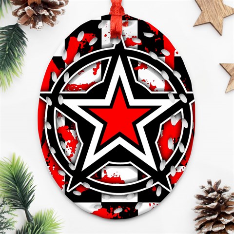 Star Checkerboard Splatter Ornament (Oval Filigree) from ArtsNow.com Front