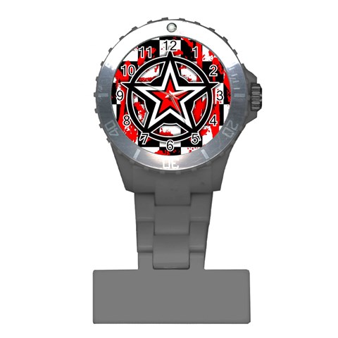 Star Checkerboard Splatter Plastic Nurses Watch from ArtsNow.com Front