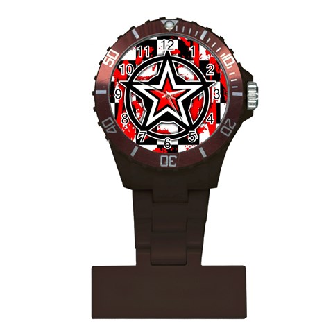 Star Checkerboard Splatter Plastic Nurses Watch from ArtsNow.com Front