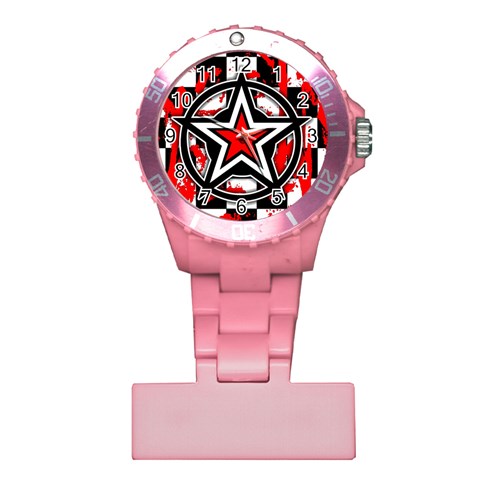 Star Checkerboard Splatter Plastic Nurses Watch from ArtsNow.com Front