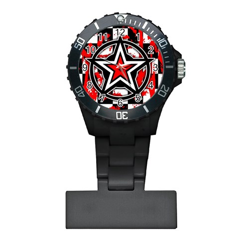 Star Checkerboard Splatter Plastic Nurses Watch from ArtsNow.com Front