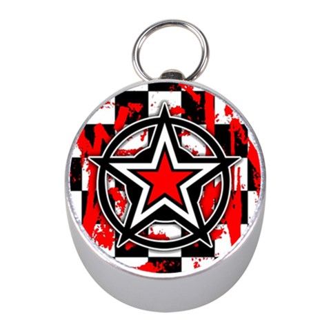 Star Checkerboard Splatter Silver Compass (Mini) from ArtsNow.com Front