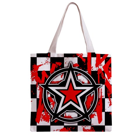 Star Checkerboard Splatter Zipper Grocery Tote Bag from ArtsNow.com Back