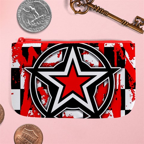 Star Checkerboard Splatter Large Coin Purse from ArtsNow.com Front