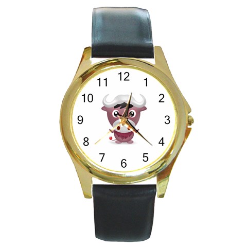 09year_001 Round Gold Metal Watch from ArtsNow.com Front