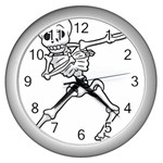 Halloween Dabbing Skeleton Wall Clock (Silver)