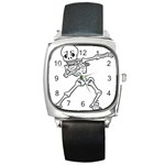 Halloween Dabbing Skeleton Square Metal Watch