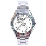 Halloween Dabbing Skeleton Stainless Steel Analogue Watch