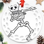 Halloween Dabbing Skeleton Ornament (Round Filigree)