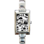 Halloween Grunge Skulls Rectangle Italian Charm Watch