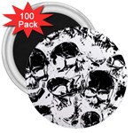 Halloween Grunge Skulls 3  Magnet (100 pack)