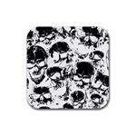 Halloween Grunge Skulls Rubber Coaster (Square)