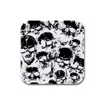 Halloween Grunge Skulls Rubber Square Coaster (4 pack)