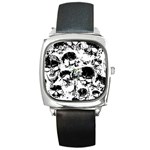 Halloween Grunge Skulls Square Metal Watch