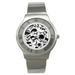 Halloween Grunge Skulls Stainless Steel Watch