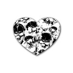 Halloween Grunge Skulls Rubber Coaster (Heart)