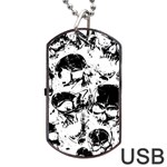 Halloween Grunge Skulls Dog Tag USB Flash (One Side)