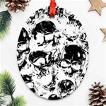 Halloween Grunge Skulls Ornament (Oval Filigree)