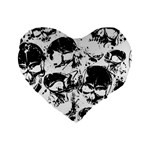 Halloween Grunge Skulls Standard 16  Premium Heart Shape Cushion 