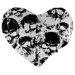 Halloween Grunge Skulls Large 19  Premium Heart Shape Cushion