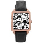 Halloween Grunge Skulls Rose Gold Leather Watch 