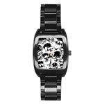 Halloween Grunge Skulls Stainless Steel Barrel Watch