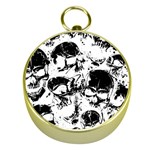 Halloween Grunge Skulls Gold Compass