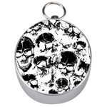 Halloween Grunge Skulls Silver Compass